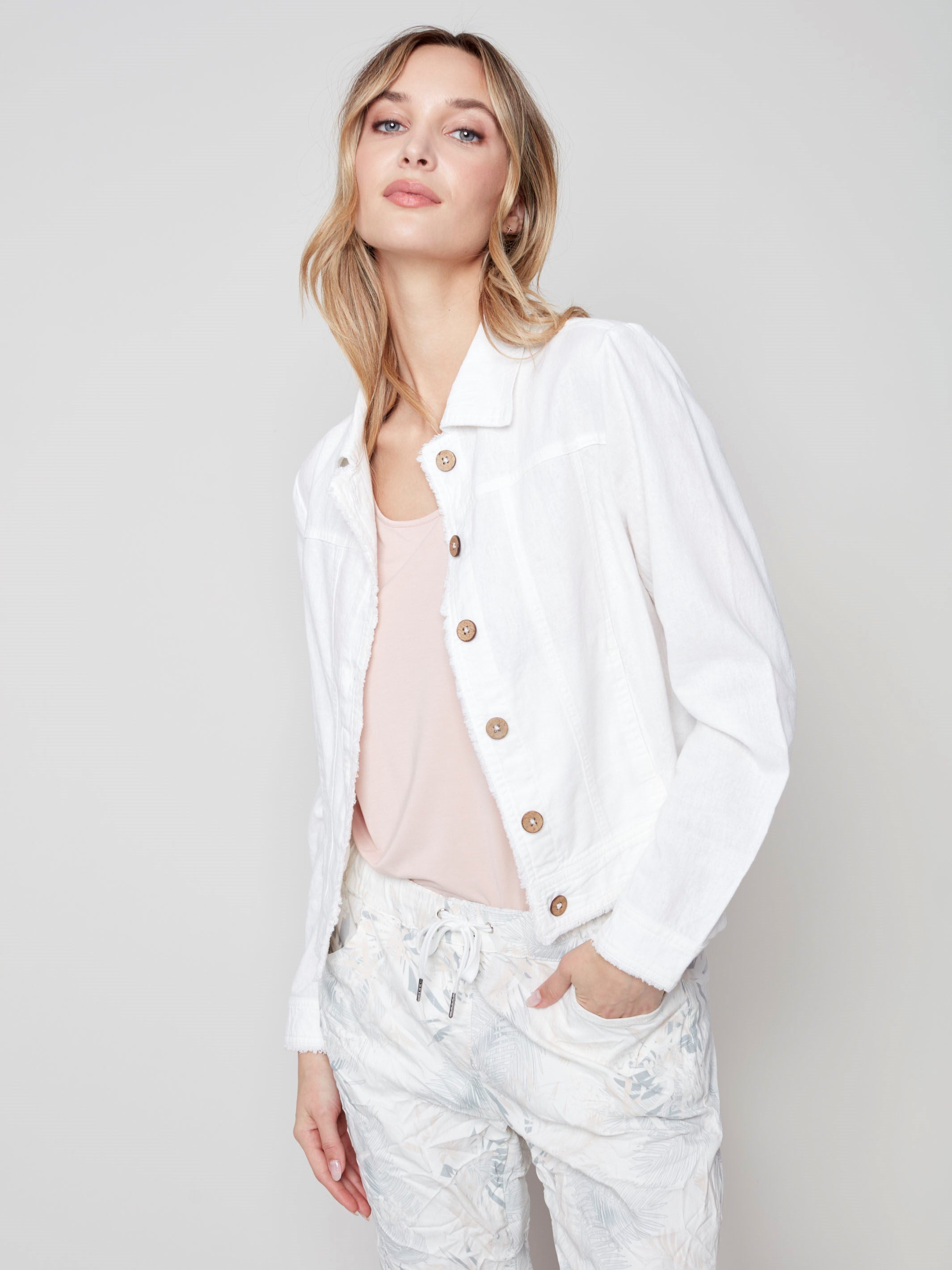 White linen sale denim jacket