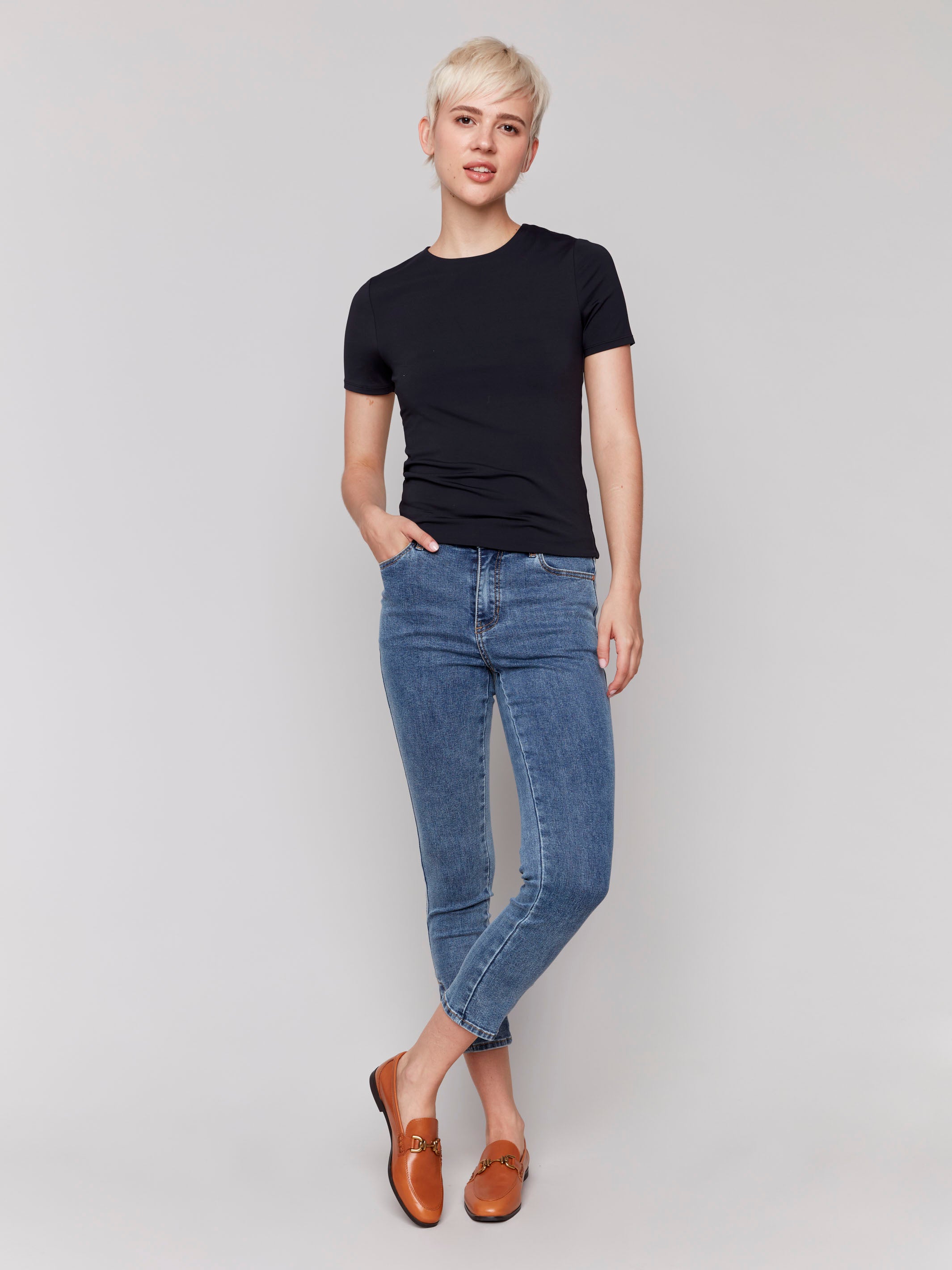 Short-Sleeved Super Stretch Top - Black