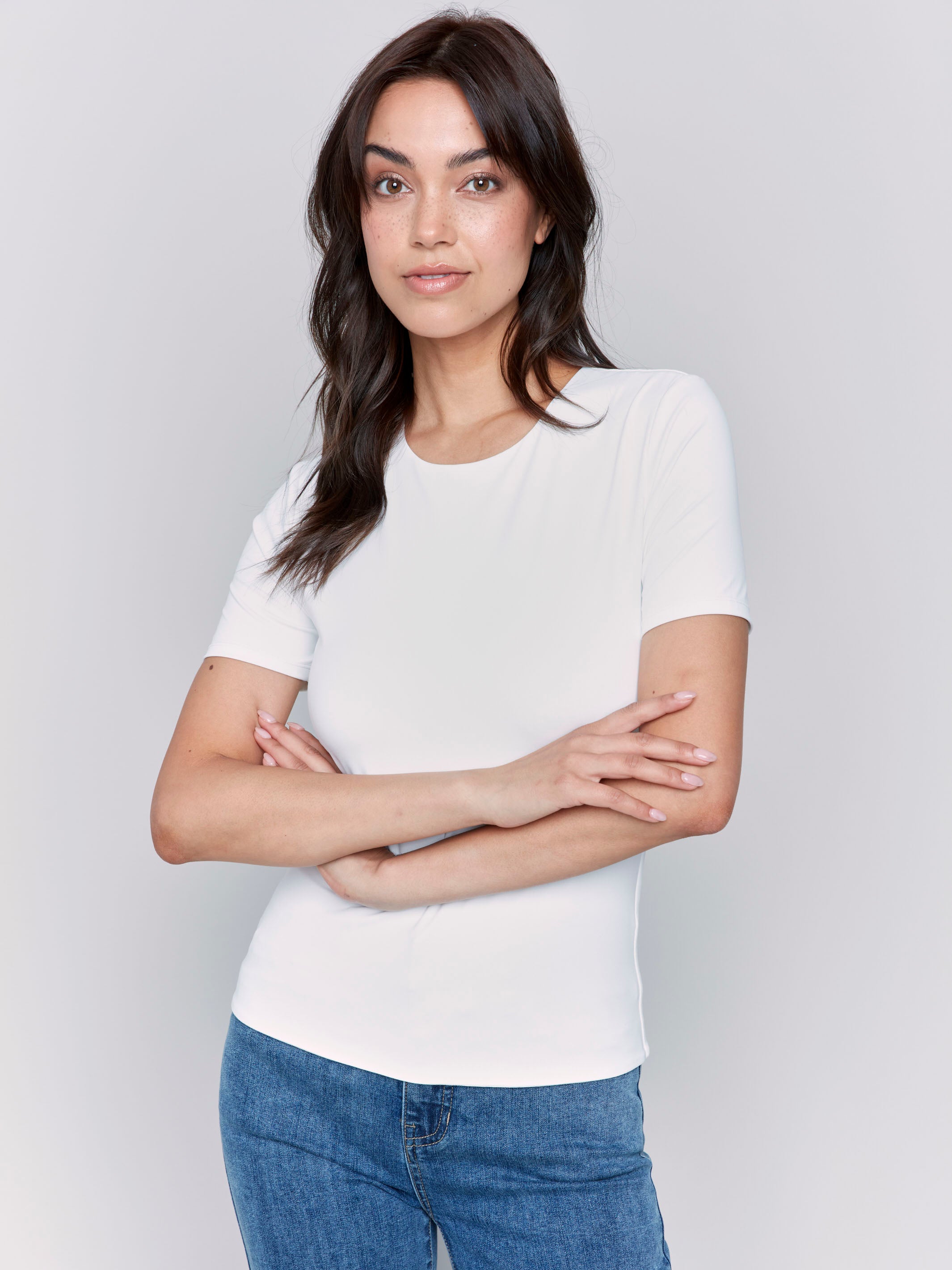 Short-Sleeved Super Stretch Top - White