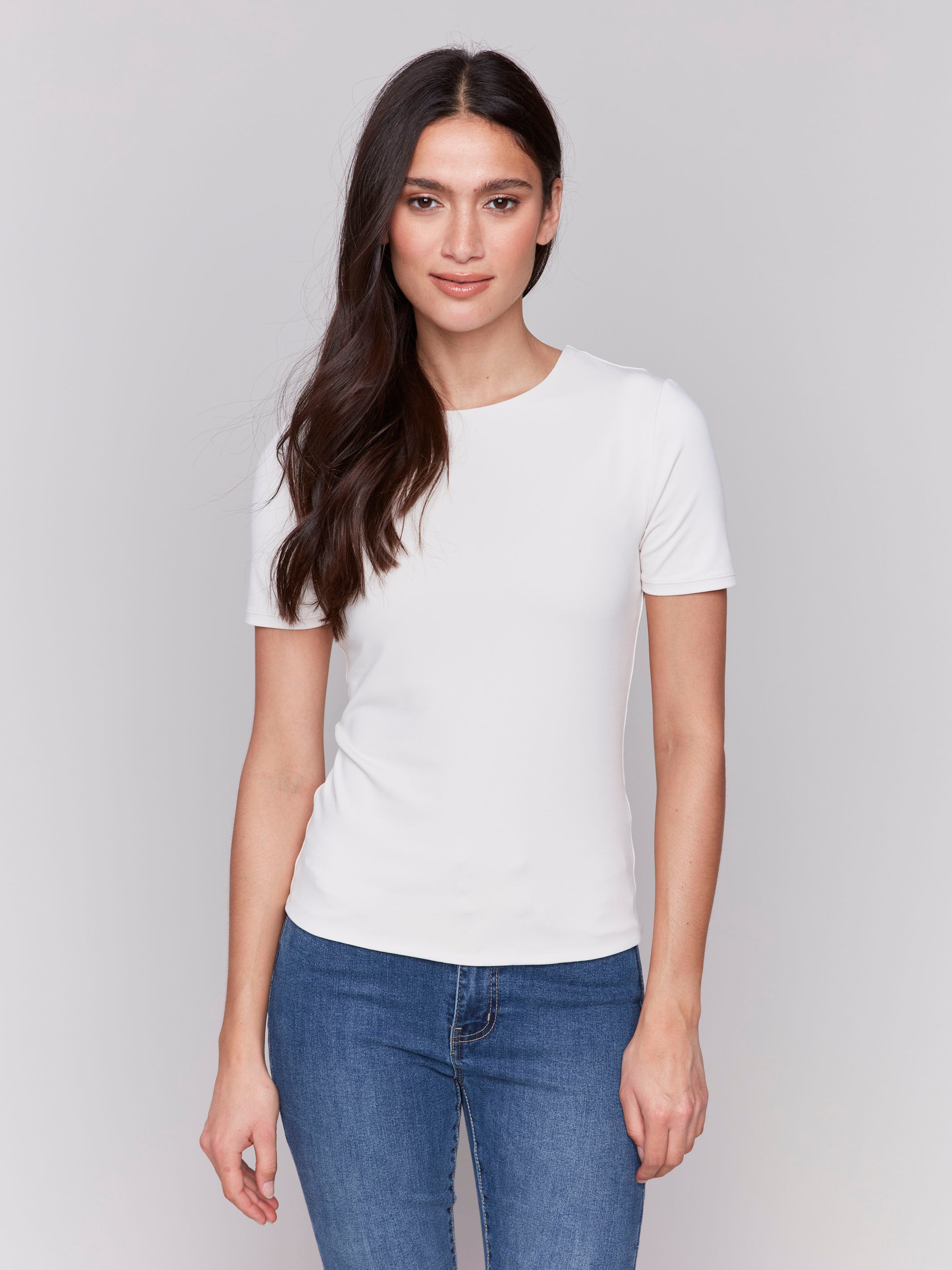 Short-Sleeved Super Stretch Top - Natural