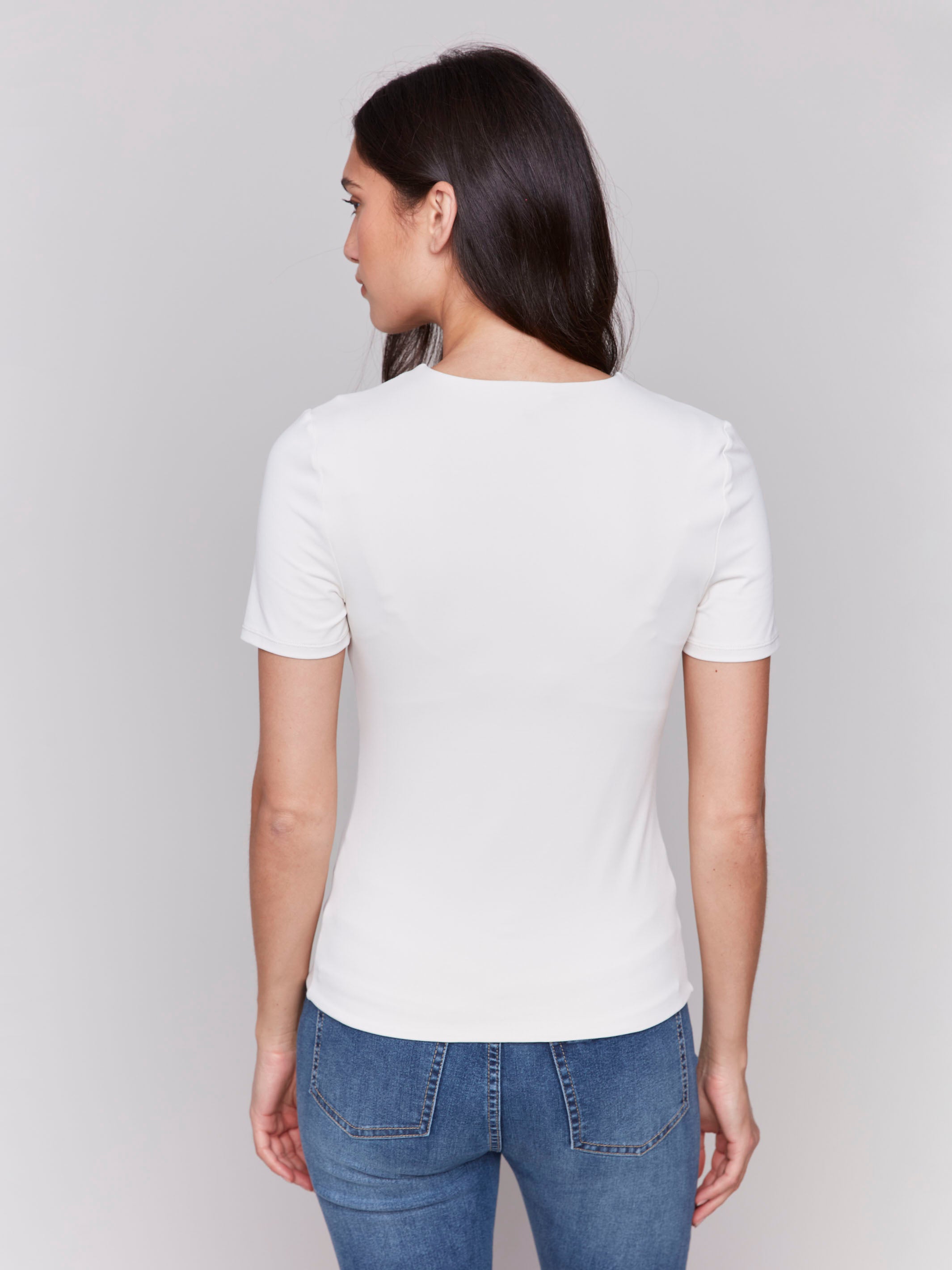 Short-Sleeved Super Stretch Top - Natural