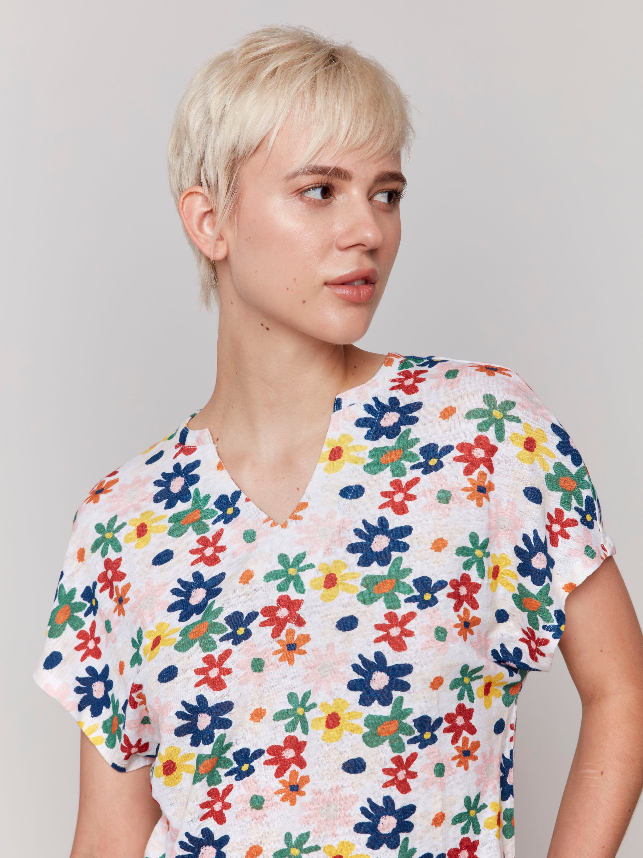 Dolman design top with floral pattern, perfect for casual wear by Charlie B.