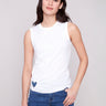 White tank top with a classic crew neckline by Charlie B.