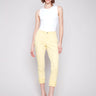 Yellow cropped pants with a regular rise waist and stretch twill fabric by Charlie B.