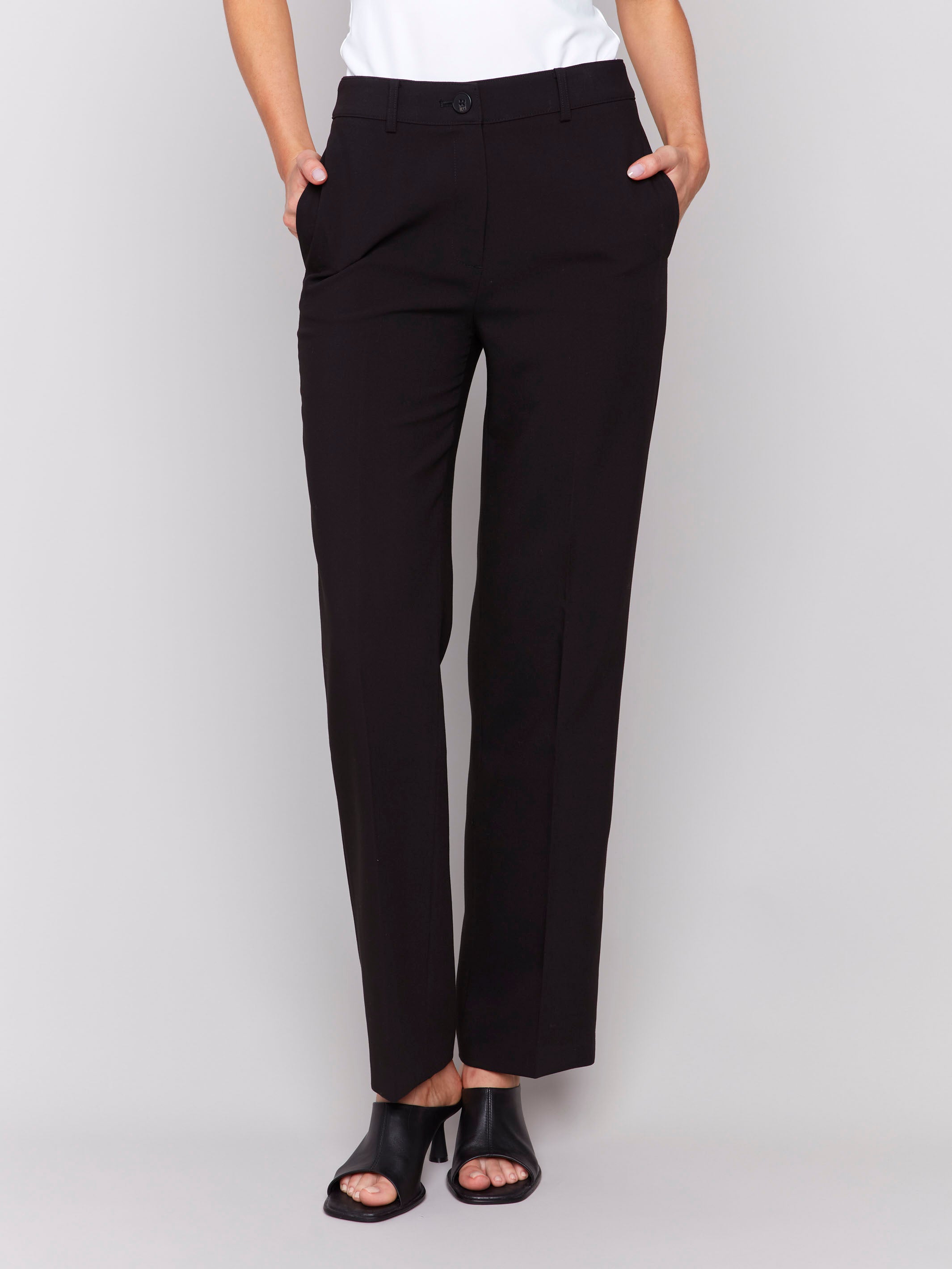 Straight Leg Pants - Black