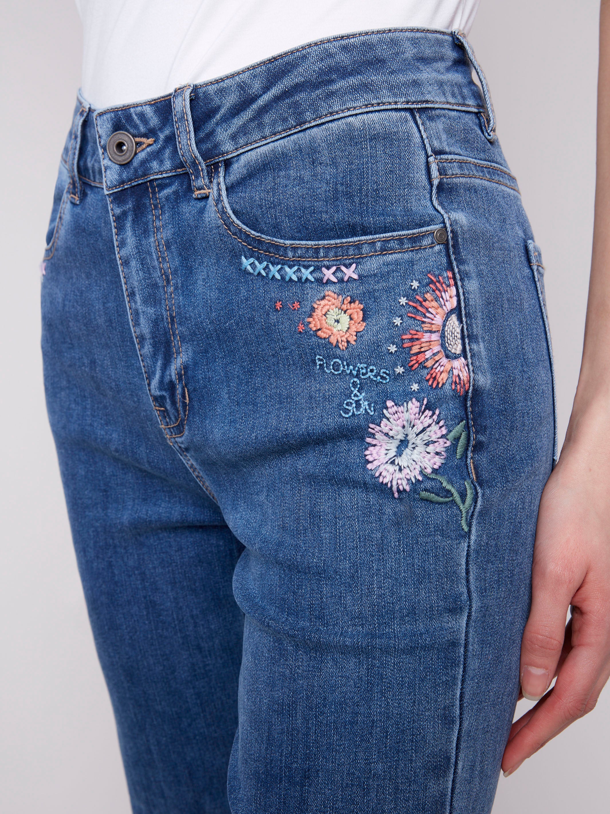 Five-pocket design adds functionality to these stylish jeans by Charlie B.