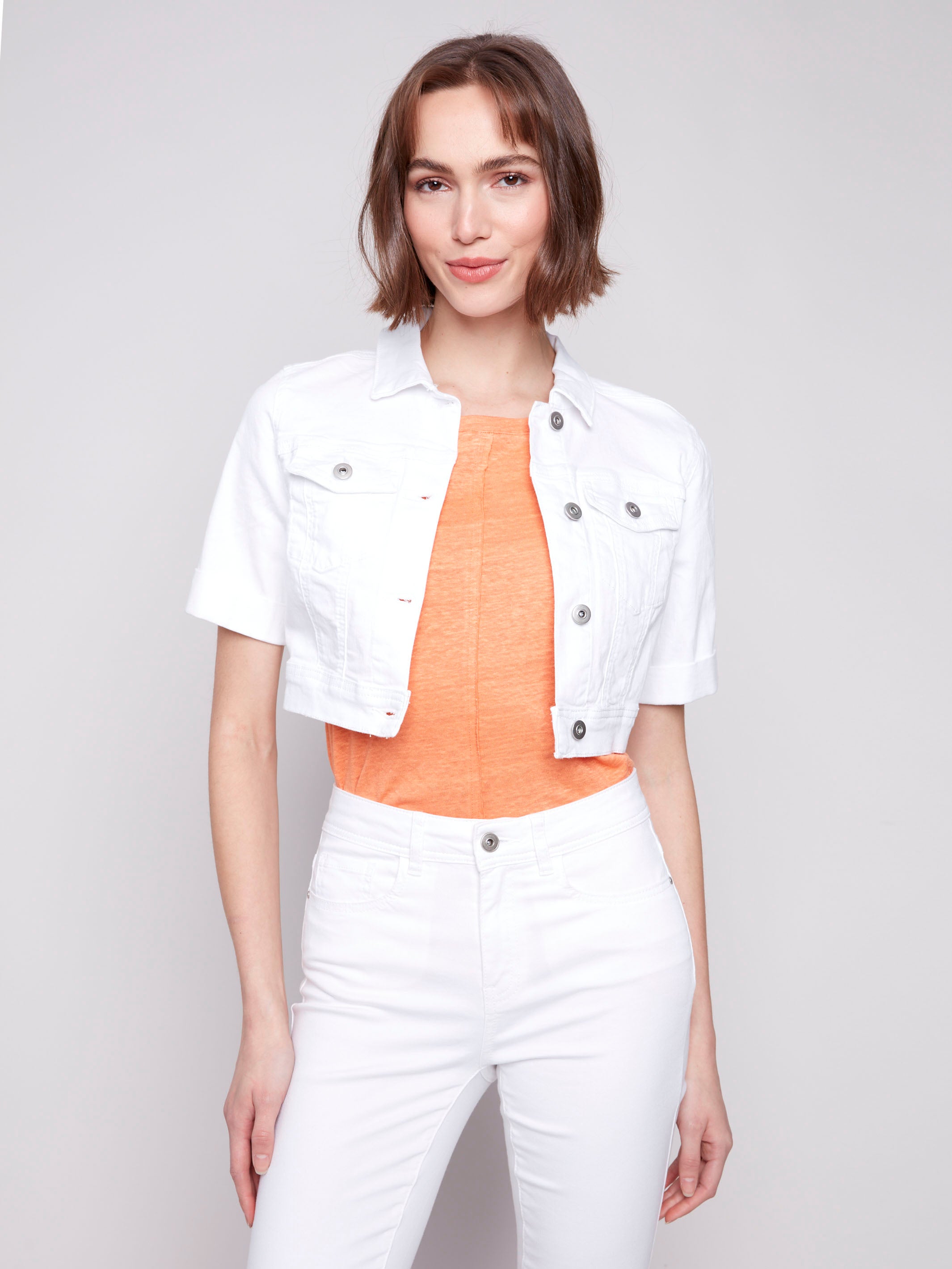 Stylish cropped denim jacket, ideal for a casual look by Charlie B.