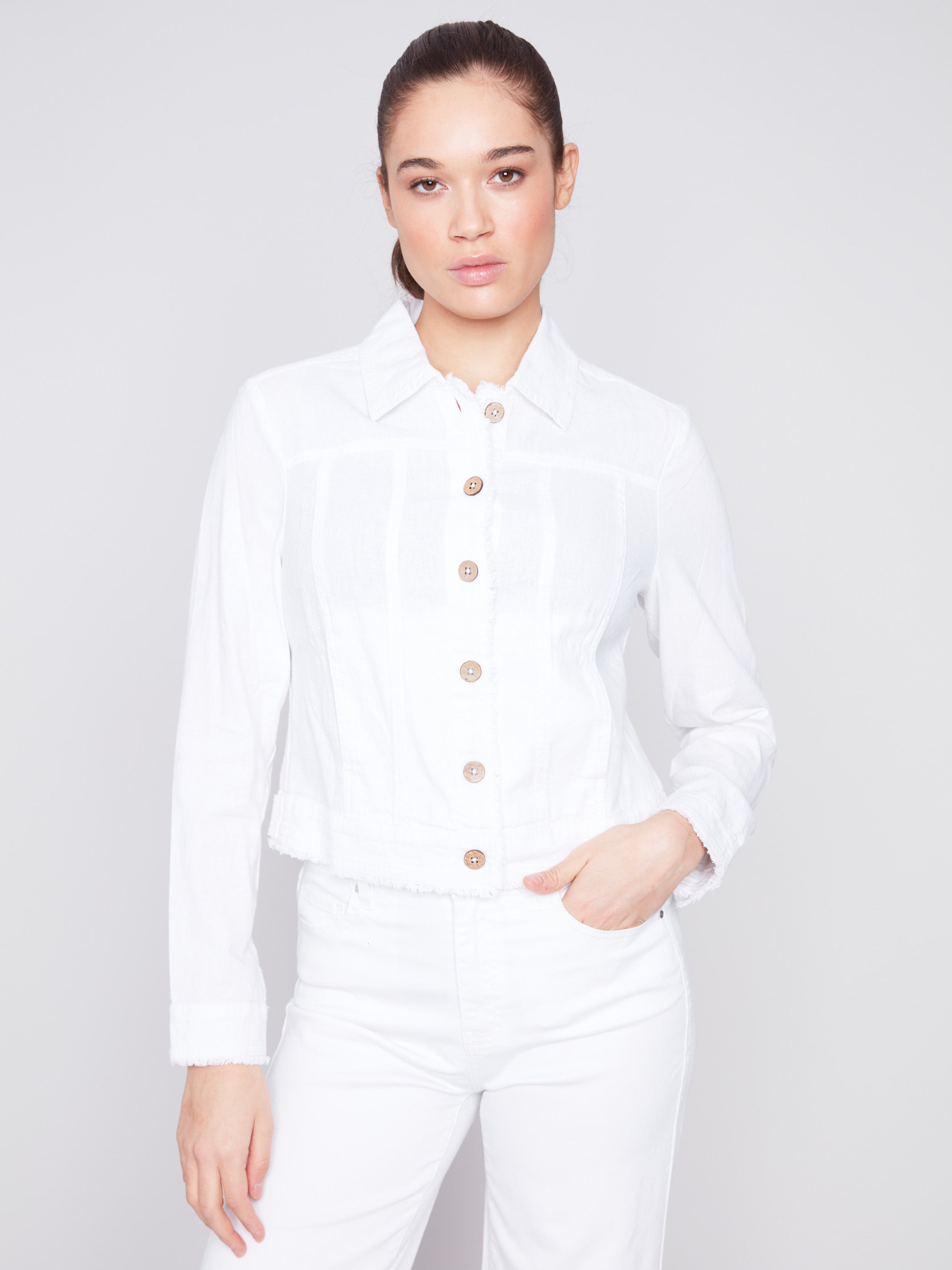 Linen Blend Jacket - White