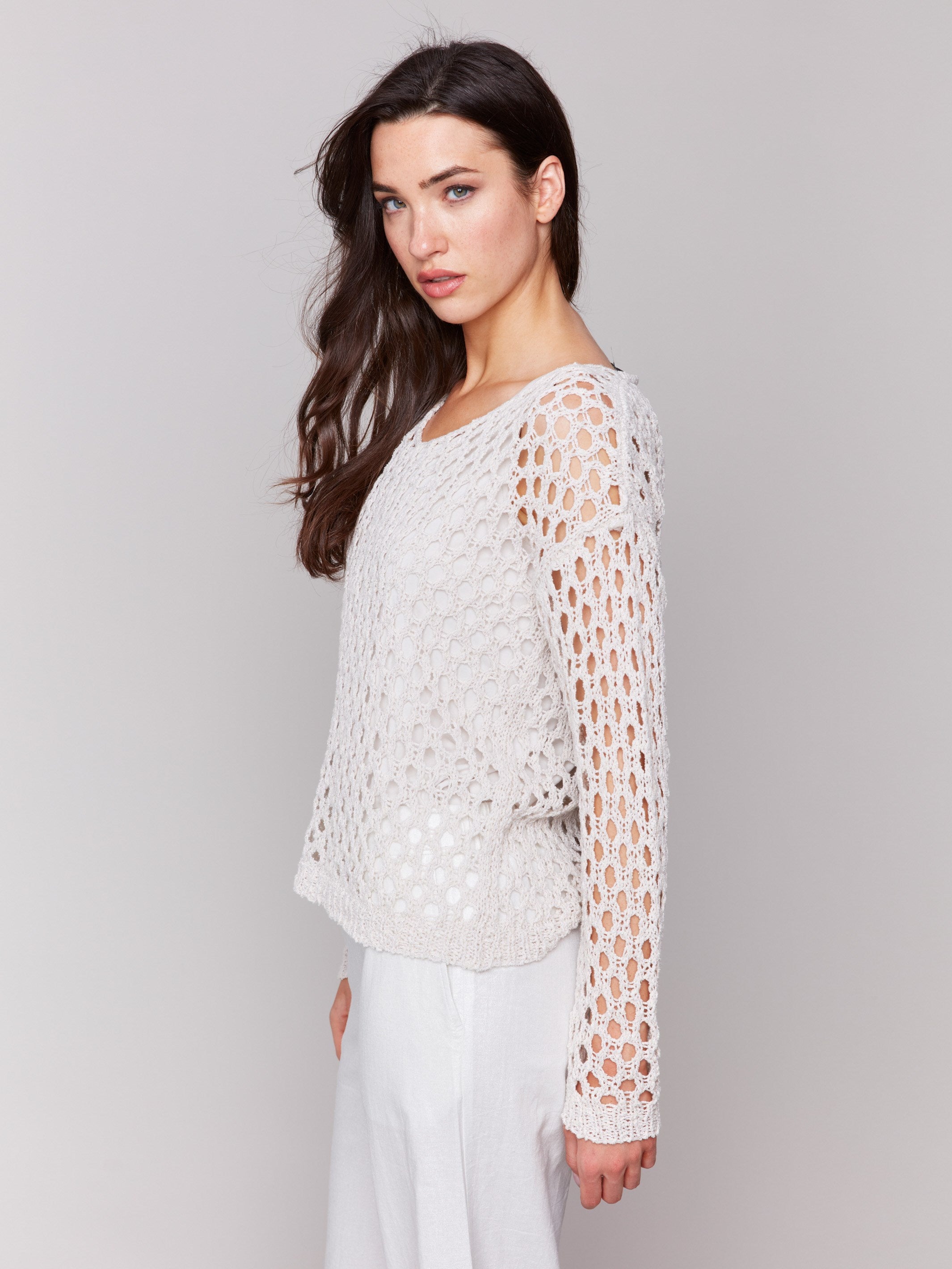 Chic long-sleeved petal sweater by Charlie B.