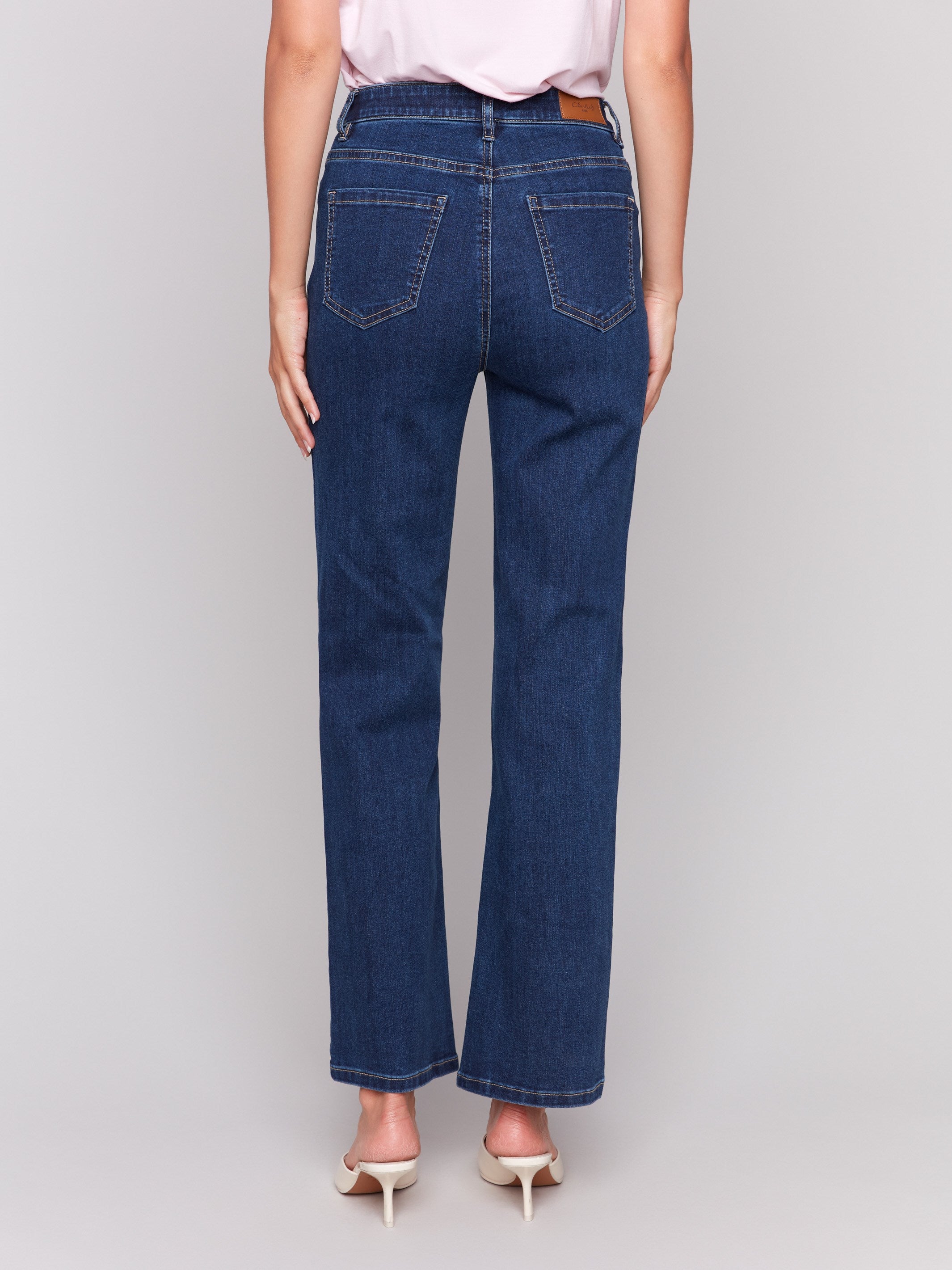 Indigo straight-leg jeans with classic five-pocket design and elastic waistband by Charlie B.