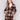 Chocolate crochet coat with colorful geometric patterns, featuring a front button closure and side welt pockets by Charlie B.