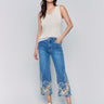 Medium blue jeans in stretch denim material with a regular rise waist by Charlie B.