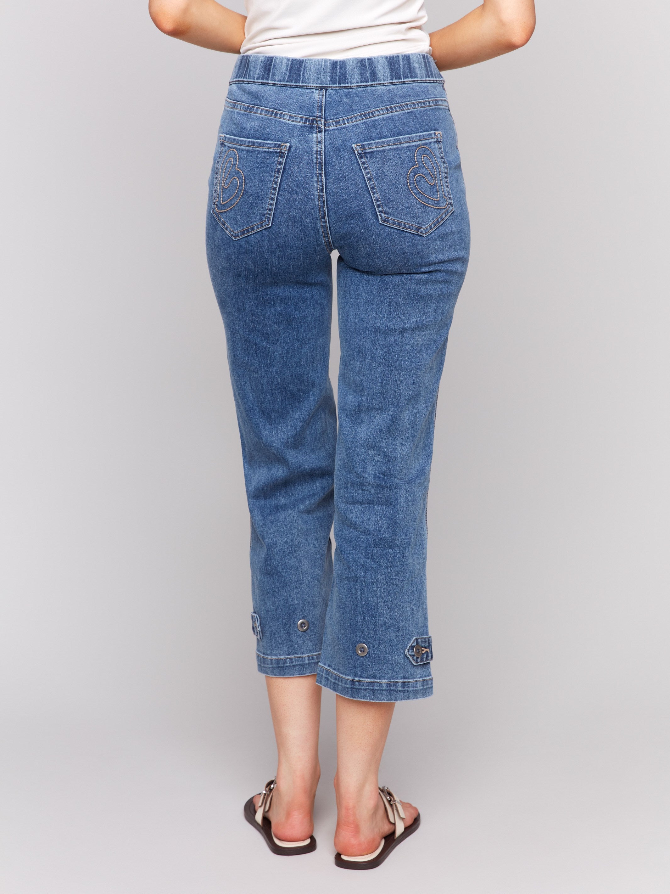 Straight leg design jeans in medium blue with a comfortable fit and stylish detailing by Charlie B.