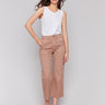 Biscuit-colored pants with a straight fit and cropped length by Charlie B.