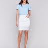 Denim skort with slim fit and stylish details by Charlie B.