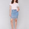 Slim fit denim skort with a stylish touch by Charlie B.