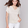 Champagne dolman top featuring a relaxed fit by Charlie B.