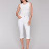 White capri pants with a knee-high cropped design by Charlie B.