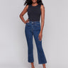 Indigo bootcut jeans with stretch denim for a comfortable fit by Charlie B.