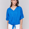 Linen blend top featuring a stylish V-neckline by Charlie B.