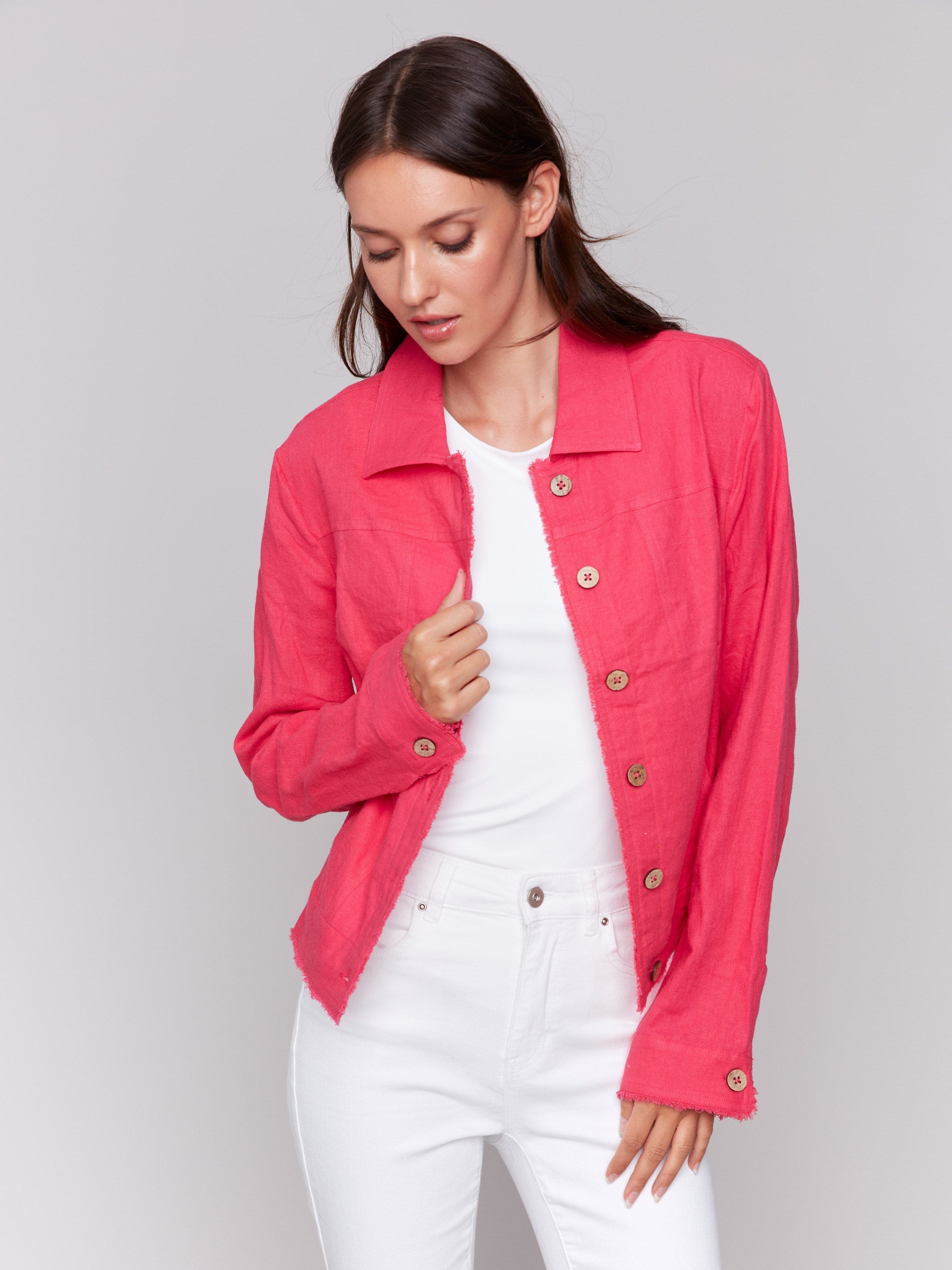 Trendy short length jacket with unique style by Charlie B.