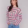 Multicolored crochet top with a stylish boatneck design by Charlie B.