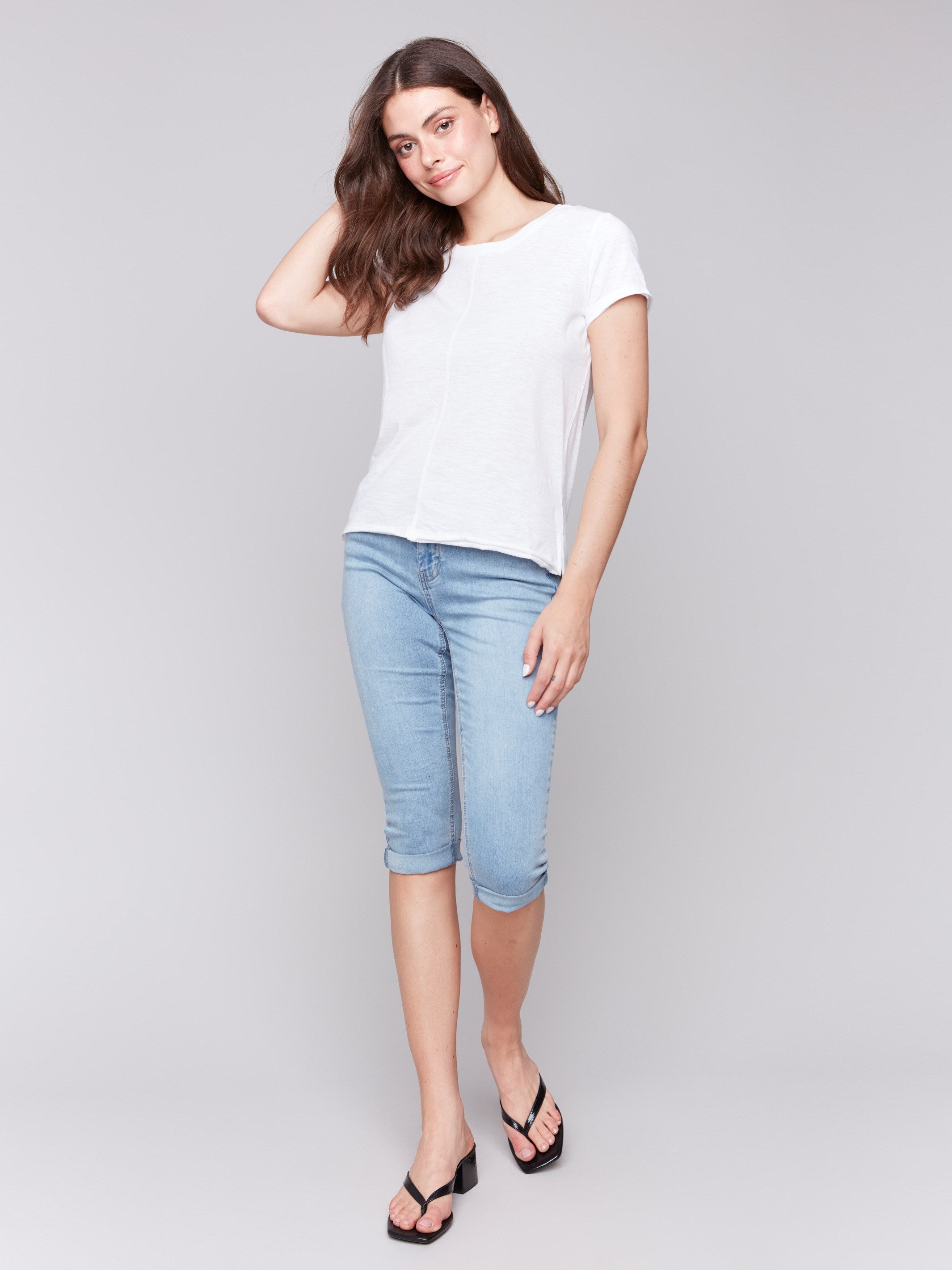 Organic cotton t-shirt featuring side slits for added style, by Charlie B.