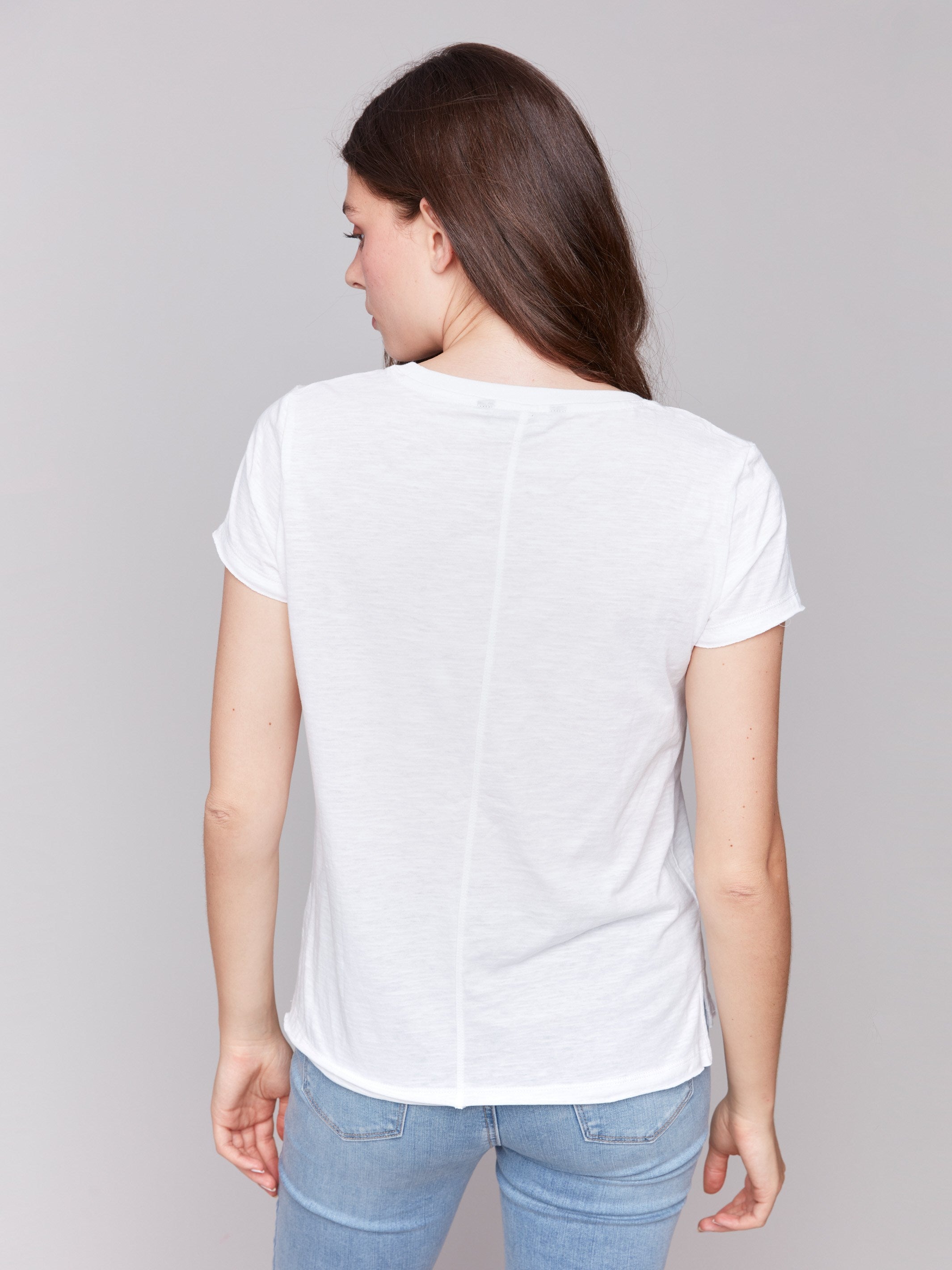 Classic white t-shirt made from eco-friendly organic cotton, by Charlie B.