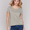 Organic cotton t-shirt with crew neckline in celadon, by Charlie B.