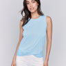 Organic cotton tank top with crew neckline, offering a blend of comfort and style by Charlie B.