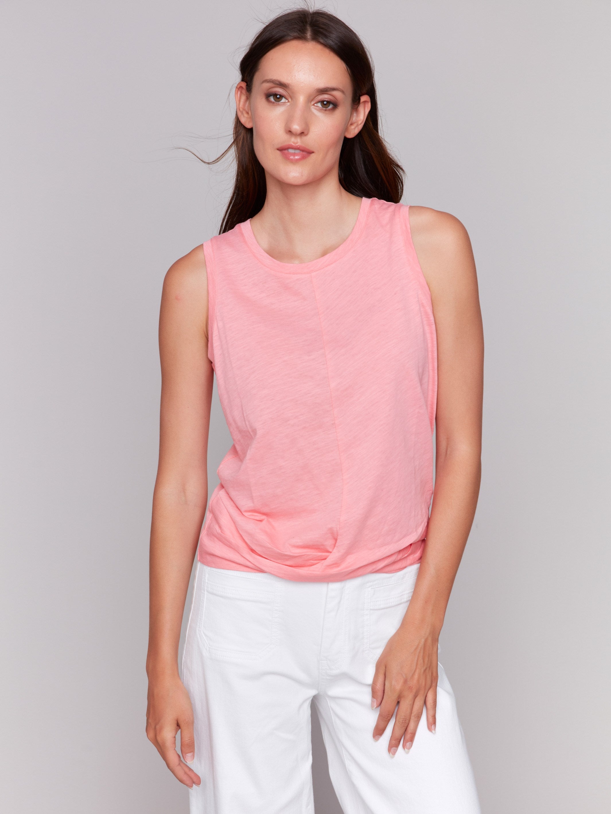 Watermelon tank top featuring a crew neckline by Charlie B.