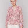 V-neck cotton blouse with ditsy print by Charlie B.