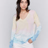 Cotton sweater featuring a V-neck design and pastel hues by Charlie B.