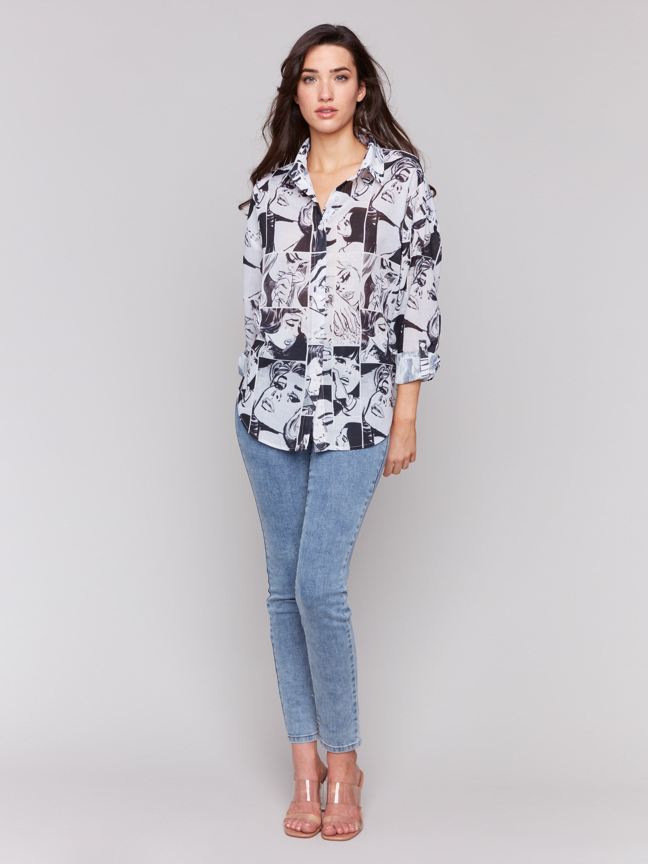 Loose fit shirt with vibrant graphic pattern by Charlie B.