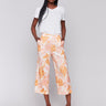 Wide leg floral printed pants with high-rise waist by Charlie B.