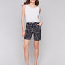 Chic pull-on shorts with a mid-rise waist and abstract design, ideal for summer outings by Charlie B.