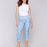 Blue star-patterned capri pants with a slim leg by Charlie B.