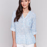 Bluebell blouse featuring a relaxed fit and geometric pattern by Charlie B.