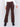 Mocha brown pull-on flare twill pants with front buttons and a flare leg design by Charlie B.