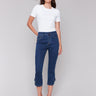 Indigo jeans with cropped length and stretch denim material by Charlie B.