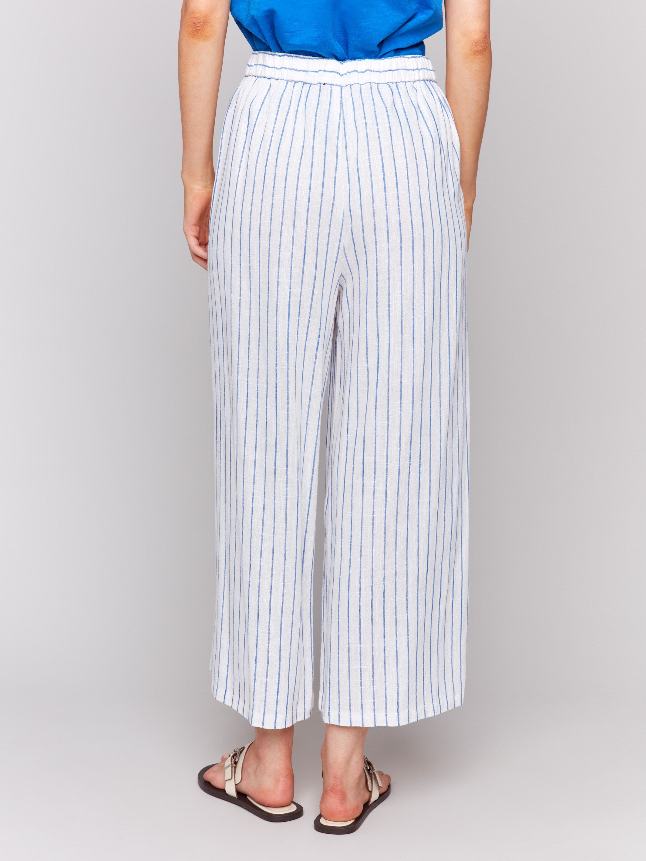 Regular rise pants with stylish blue stripes by Charlie B.