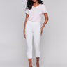 White twill pants with a slim leg design, ideal for any occasion by Charlie B.