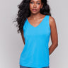 Lagoon reversible camisole with scoop neck and V-neck details, crafted in soft bamboo viscose by Charlie B.