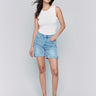 Denim shorts with regular rise and rolled cuffs, crafted from stretch denim by Charlie B.