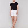 White shorts with a regular rise and stylish design by Charlie B.