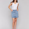 Denim skort with built-in shorts by Charlie B.