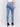 Medium blue jeans with slim leg featuring side rose details and side slits by Charlie B.