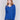 Sapphire blue V-neck sweater with long sleeves featuring side slits, made from plushy yarn by Charlie B.