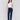 Classic dark blue denim jeans with a straight-leg design, mid-rise, and elastic waistband for women by Charlie B.