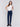 Classic dark blue denim jeans with a straight-leg design, mid-rise, and elastic waistband for women by Charlie B.